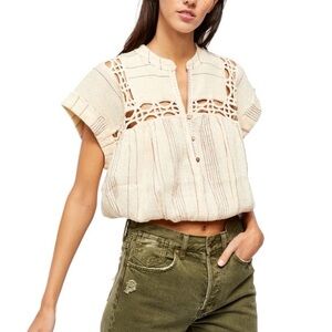 Free People Cedar Lace Pullover Top